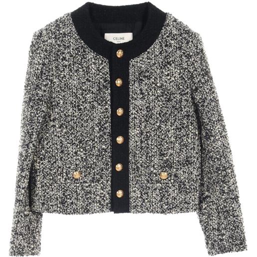 Celine Pre-Owned - giacca in tweed anni 2010 - donna - lana/nylon/viscosa/alpaca/mohair - 34 - nero