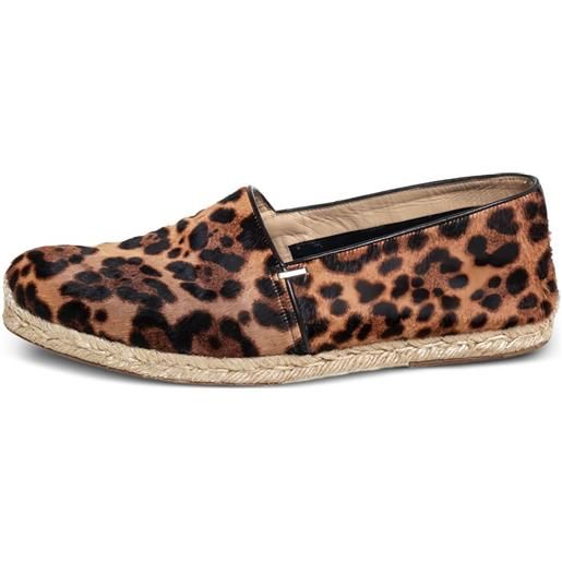 Christian Louboutin Pre-Owned - espadrillas con stampa leopardata - uomo - pelle/tela/pelle/pelle - 43 - marrone