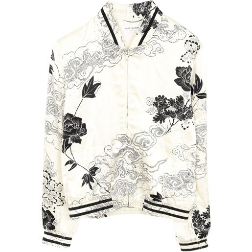 Saint Laurent Pre-Owned - giacca a fiori anni 2010 - uomo - seta - 48 - bianco