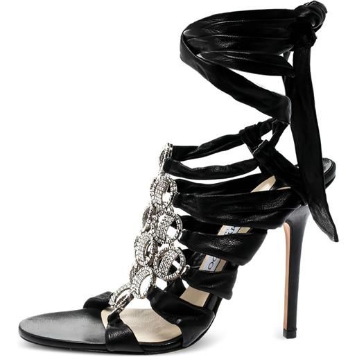 Jimmy Choo Pre-Owned - sandali marine con cristalli 120mm - donna - pelle/pelle/pelle/metallo/vetro - 39 - nero