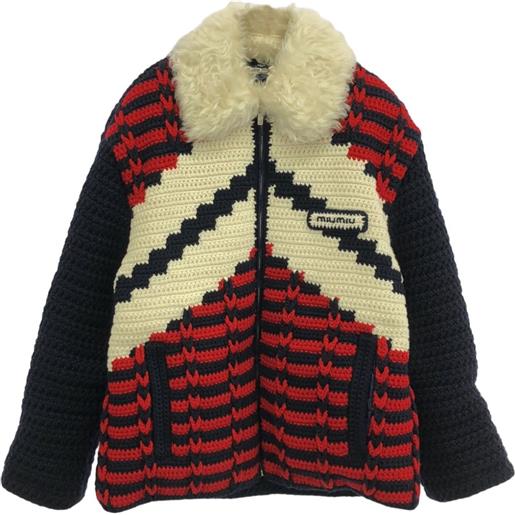 Miu Miu Pre-Owned - giacca all'uncinetto 2010 - donna - cotone/mohair/lana vergine - 36 - nero