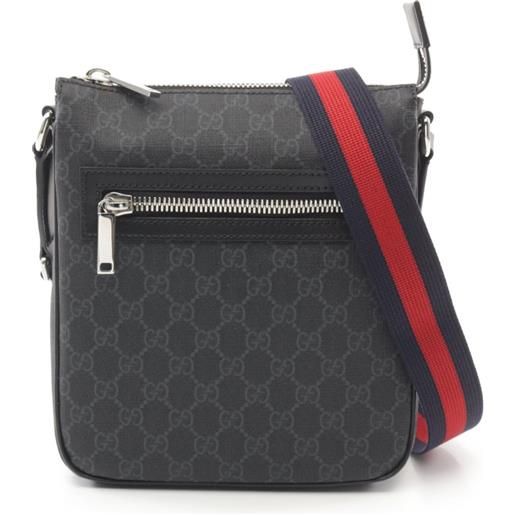 Gucci Pre-Owned - borsa messenger gg piccola 20's - uomo - pelle di vitello/tela - taglia unica - nero