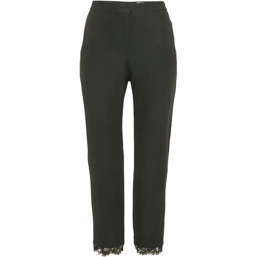 Alexander McQueen Pre-Owned - pantaloni con bordo in pizzo - donna - crepe di viscosa - l - nero