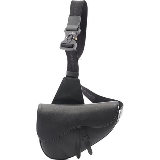 Christian Dior Pre-Owned - borsa messenger kim jones in pelle anni 2010 - uomo - pelle di vitello pieno fiore - taglia unica - nero