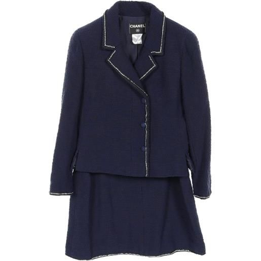CHANEL Pre-Owned - tailleur in tweed con gonna 1986-1988 - donna - nylon - 44 - blu