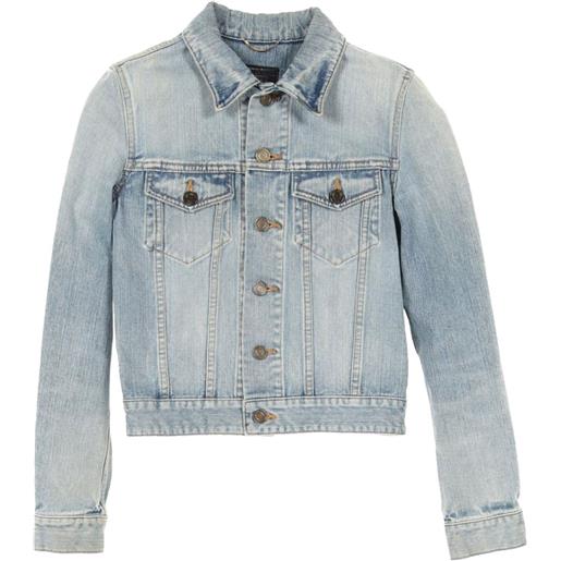 Saint Laurent Pre-Owned - giacca denim con ricamo anni 2000 - donna - cotone - m - blu