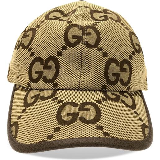 Gucci Pre-Owned - cappello da baseball jumbo gg in tela 2020 - donna - cotone/poliestere/lino/cotone/pelle di vitello - taglia unica - toni neutri
