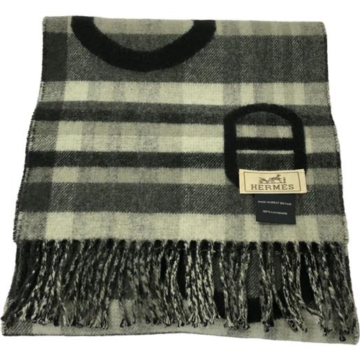 Hermès Pre-Owned - sciarpa tartan in cashmere anni 2010 - donna - cashmere - taglia unica - nero