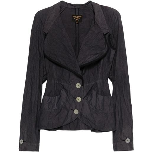 Vivienne Westwood Pre-Owned - giacca con effetto stropicciato anni 2000 - donna - cotone/poliammide/cotone - 40 - grigio