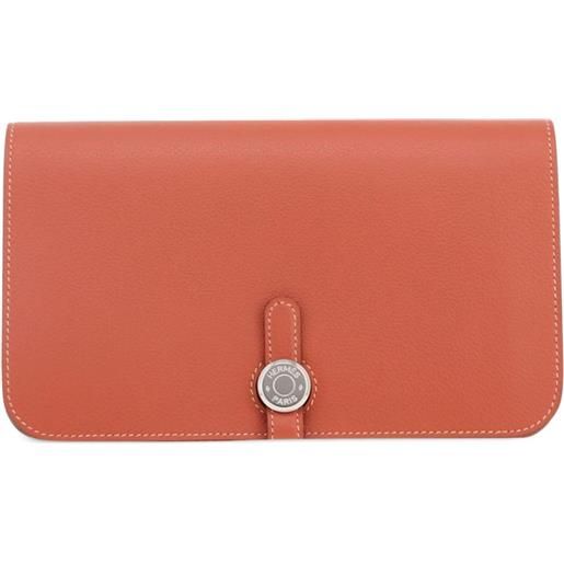 Hermès Pre-Owned - portafoglio dogon - donna - pelle - taglia unica - arancione