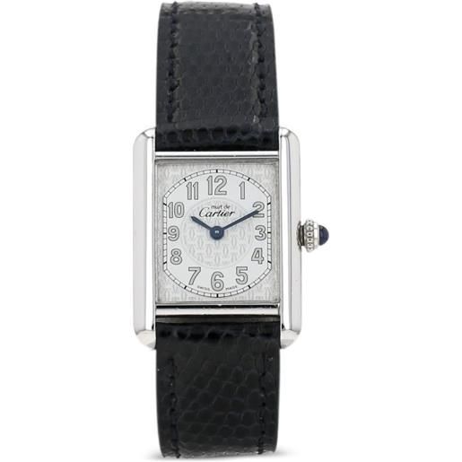 Cartier - tank must 29mm 1990 - donna - vetro minerale (pietre e gemme)/argento/pelle - taglia unica - bianco
