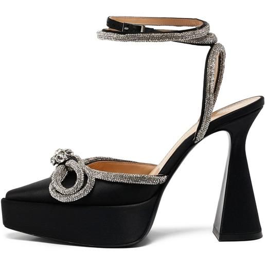 MACH & MACH - pumps crystal bow 130mm pre-owned - donna - raso/pelle/pelle - 39 - nero