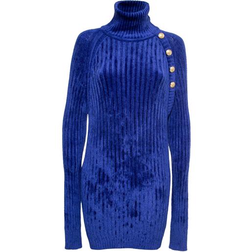 Balmain Pre-Owned - abito a collo alto - donna - viscosa/poliammide - m - blu