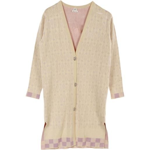 Hermès Pre-Owned - cardigan culiquetis cricketis anni '10 - donna - poliuretano/poliammide/seta - 36 - toni neutri