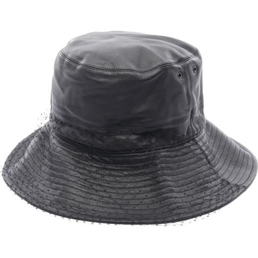 Christian Dior Pre-Owned - cappello bucket teddy-d anni 2010 - donna - seta/pelle di agnello - 58 - nero