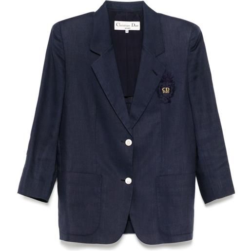 Christian Dior Pre-Owned - giacca monopetto 1990 - donna - lino/lana - taglia unica - blu