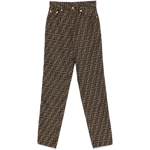 Fendi Pre-Owned - pantaloni con motivo zucca 1990-2000 - donna - poliestere/poliestere - taglia unica - marrone