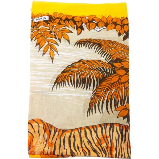 Hermès Pre-Owned - sciarpa con stampa tigrata anni '90 - donna - cotone - taglia unica - arancione