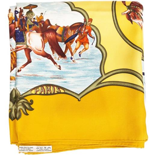 Hermès Pre-Owned - foulard les chevaux des moghols in tela 1993 - unisex - seta - taglia unica - giallo