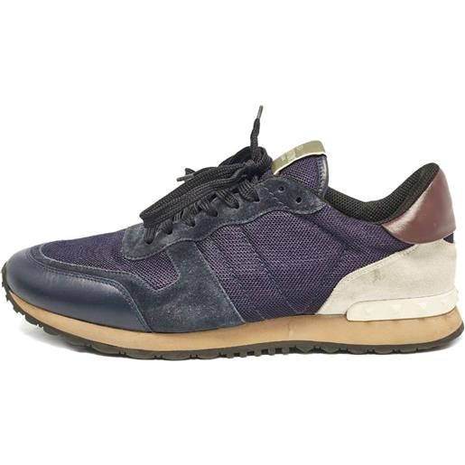 Valentino Garavani Pre-Owned - sneakers rockrunner - uomo - rete (mesh)/tessuto/pelle scamosciata/pelle/gomma - 44 - blu