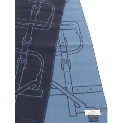 Hermès Pre-Owned - sciarpa in cashmere anni 2010 - uomo - cashmere - taglia unica - blu