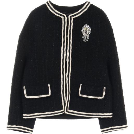 Gucci Pre-Owned - giacca in tweed anni 2020 - donna - lana/viscosa/seta/poliammide/metallo/vetro - 36 - nero