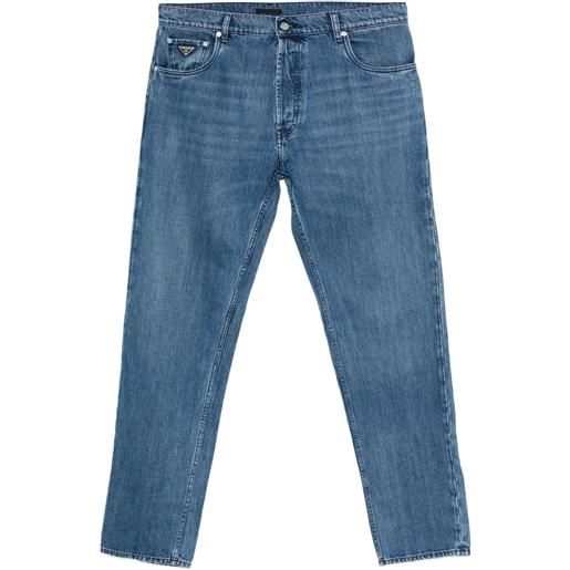Prada Pre-Owned - jeans con logo - uomo - cotone/cotone - 34 - blu