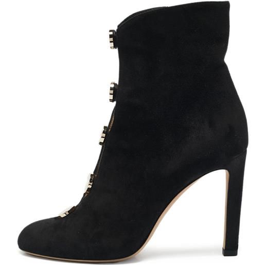 Jimmy Choo Pre-Owned - stivaletti in pelle scamosciata 80mm - donna - pelle scamosciata di vitello/pelle di vitello/pelle di vitello - 37 - nero