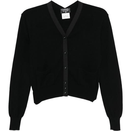 CHANEL Pre-Owned - cardigan con maniche lunghe 1995 - donna - cashmere - 44 - nero
