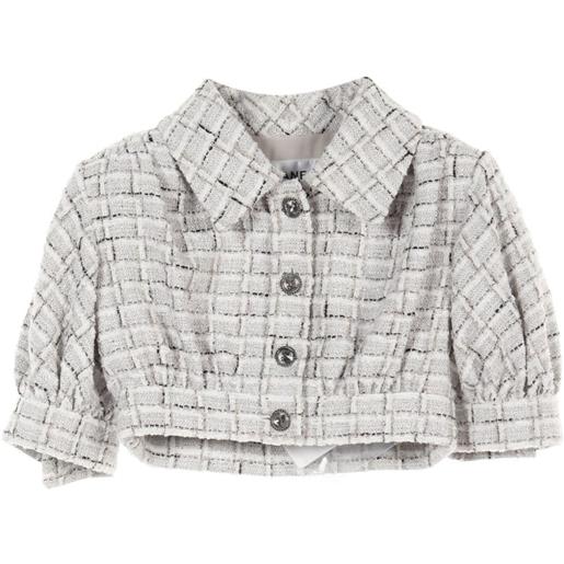 CHANEL Pre-Owned - giacca crop in tweed 1986-1988 - donna - poliestere/seta/viscosa/acrilico/poliammide/cotone/lana - 36 - grigio