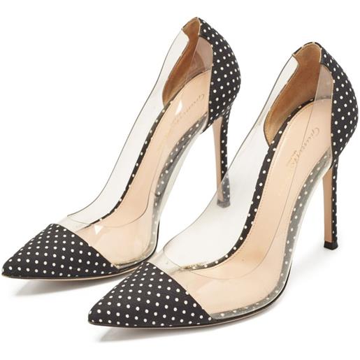 Gianvito Rossi - pumps a pois pre-owned 105mm - donna - pelle/tessuto/pvc/pelle/pvc - 38 - bianco
