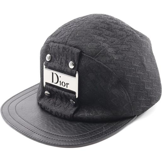 Christian Dior Pre-Owned - cappello oblique anni 2010 - uomo - fibre metallizzate/poliestere/resina/cotone/pelle - taglia unica - nero