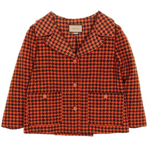 Gucci Pre-Owned - giacca con motivo pied-de-poule anni 2010 - donna - lana/poliammide/seta - 40 - arancione