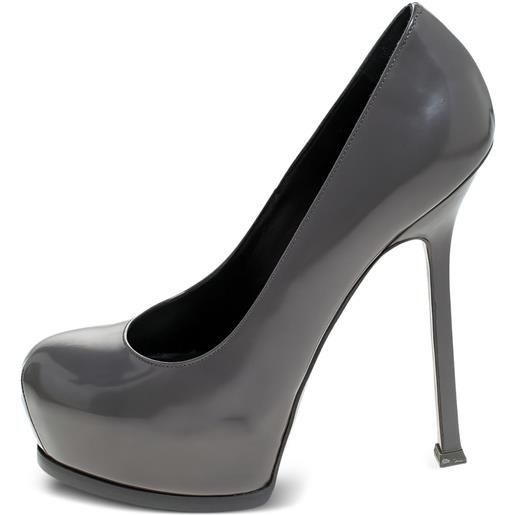 Saint Laurent Pre-Owned - pumps in pelle con tacco 140mm - donna - pelle/pelle/pelle lucida - 37 - grigio
