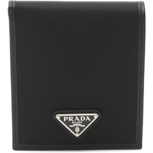 Prada Pre-Owned - portafoglio bi-fold anni 2020 - uomo - nylon/pelle saffiano - taglia unica - nero
