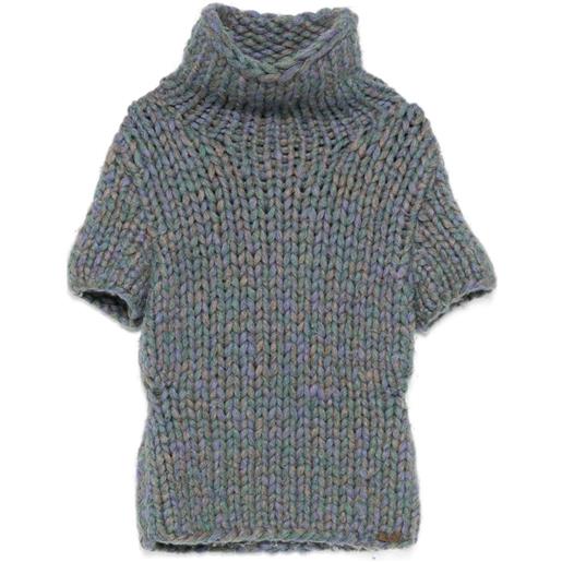 CHANEL Pre-Owned - maglione a collo alto a maniche corte anni 2000 - donna - lana/poliammide/mohair - 40 - grigio