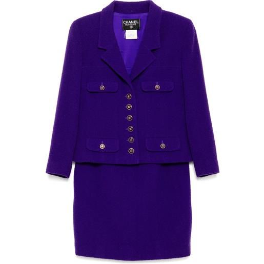 CHANEL Pre-Owned - tailleur con gonna 1995 - donna - seta/nylon/lana/spandex/elastam - 42 - viola