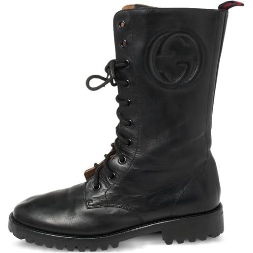 Gucci Pre-Owned - anfibi gg - donna - pelle/gomma/pelle - 35 - blu