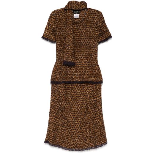 CHANEL Pre-Owned - completo lavorato a maglia - donna - mohair/nylon/rayon/lana - 38 - marrone