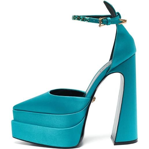 Versace Pre-Owned - pumps con decorazione 170mm - donna - pelle/pelle/raso - 39 - blu