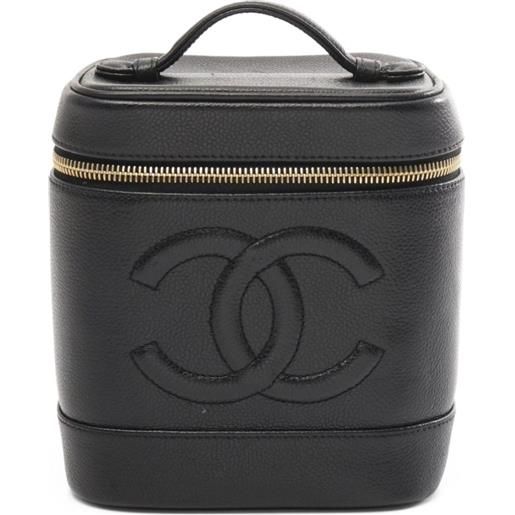 CHANEL Pre-Owned - trousse coco mark 1997-1999 - donna - pelle caviar/ottone placcato in oro - taglia unica - nero