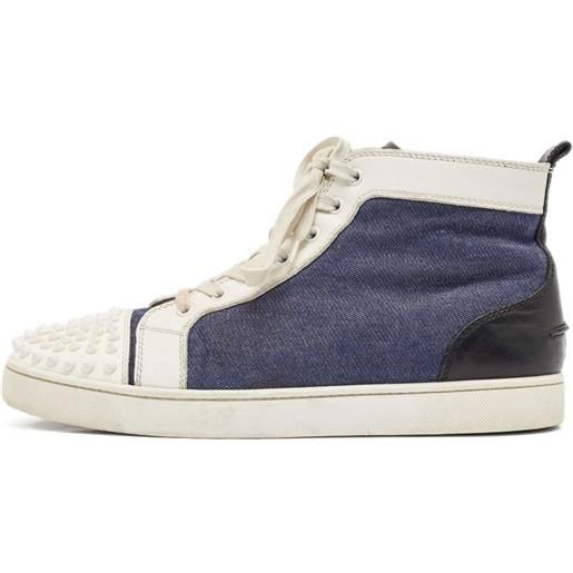 Christian Louboutin Pre-Owned - sneakers con borchie - uomo - pelle/pelle/tessuto/gomma - 43.5 - blu