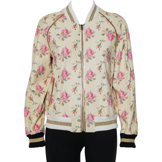 Gucci Pre-Owned - bomber a fiori - donna - cupro/pelle di vitello - l - toni neutri