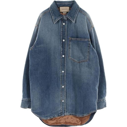 Gucci Pre-Owned - giacca-camicia denim anni 2010 - donna - cotone/ottone/viscosa/poliestere - 36 - blu