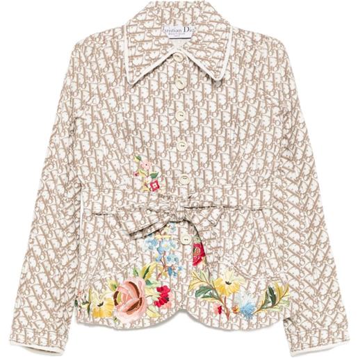 Christian Dior Pre-Owned - giacca monopetto 2005 - donna - cotone/elastam - 42 - marrone