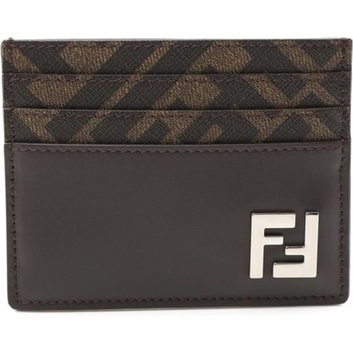 Fendi Pre-Owned - portacarte ff anni 2020 - uomo - pelle di vitello/pvc/tela - taglia unica - marrone