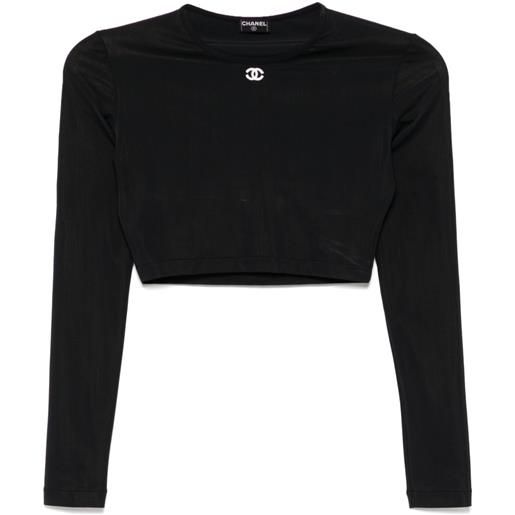 CHANEL Pre-Owned - top corto 1990-2000 - donna - nylon/lycra - 38 - nero