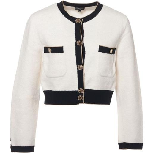 CHANEL Pre-Owned - cardigan con bordi a contrasto - donna - cotone/cotone/poliammide - 34 - bianco