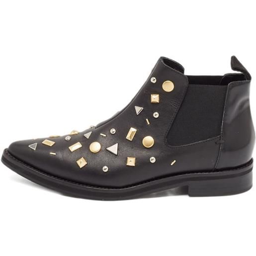 Alexander McQueen Pre-Owned - stivali con borchie - donna - pelle/pelle/gomma/pelle - 37 - nero