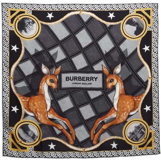 Burberry Pre-Owned - sciarpa con stampa cervo - donna - seta - taglia unica - nero